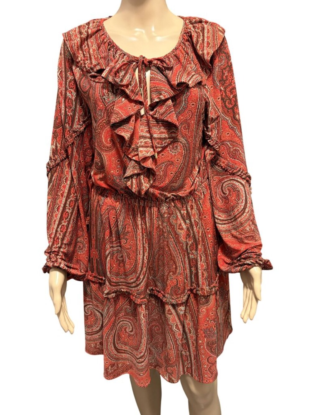 Lauren Ralph Lauren Rust Orange Red Paisley Print Dress Size 8